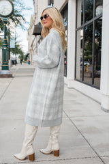 Be The First Grey Plaid Long Cardigan FINAL SALE