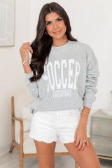 Soccer Mom Block Light Grey Oversized Graphic Sweatshirt