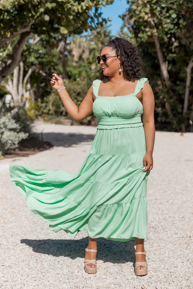 Living A Dream Green Woven Maxi Dress SALE