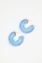 Blue Thread Wrapped Hoop Earrings