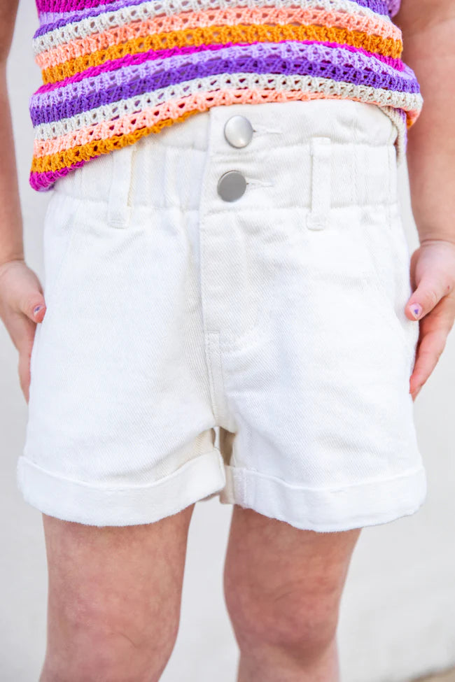 Kid's All The Pretty Girls White Paperbag Acid Wash Shorts FINAL SALE