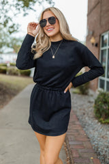 Hope In You Black Knit Long Sleeve Mini Dress