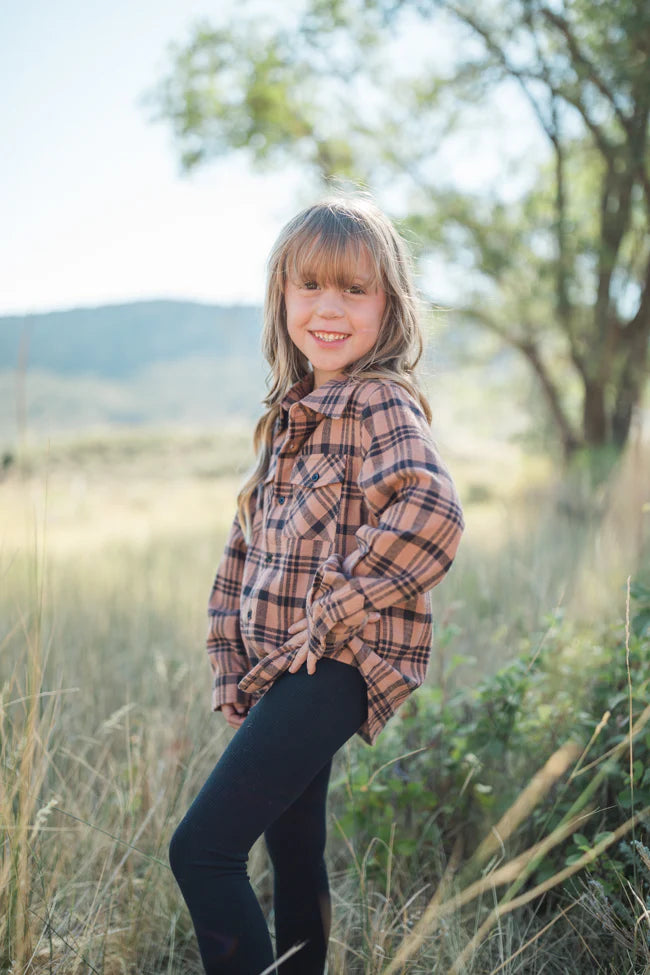 Kid's Nash Brown and Black Plaid Shirt