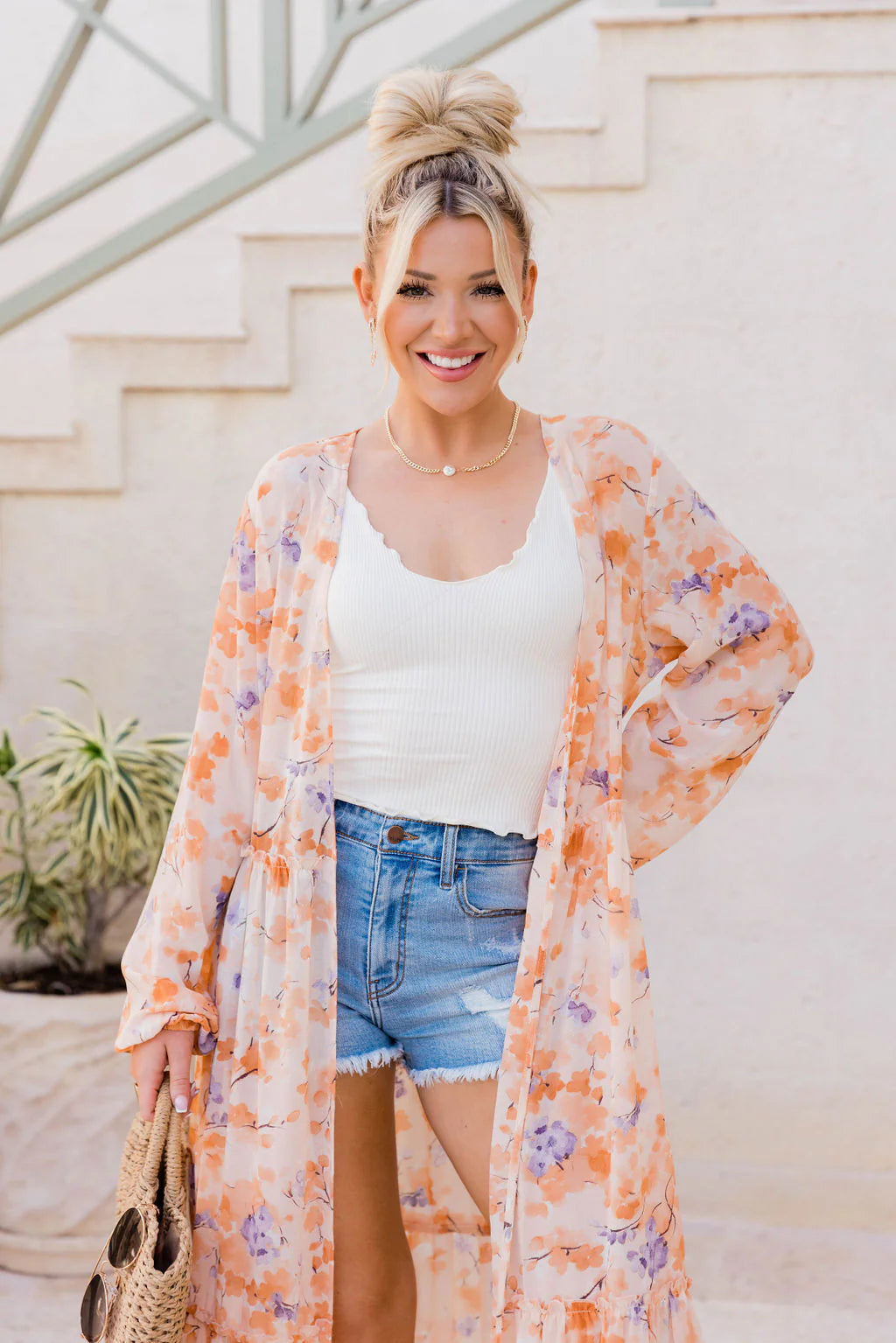 Change The Ending Orange/Purple Floral Kimono FINAL SALE