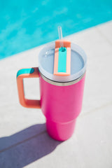 Sippin' Pretty Pink and Orange 40 oz Drink Tumbler With Lid And Straw SALE