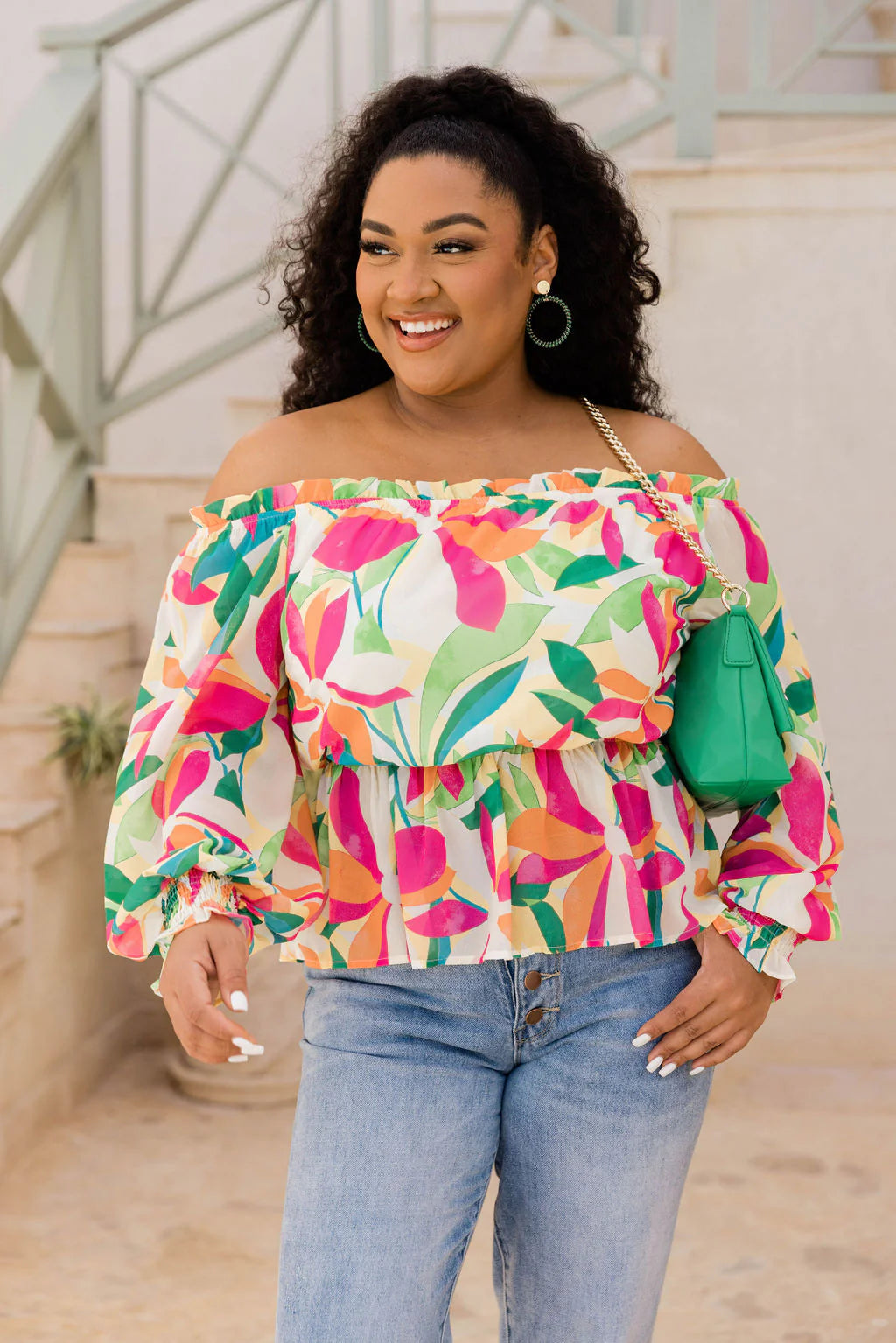 I Found Paradise Multi Off The Shoulder Printed Blouse FINAL SALE