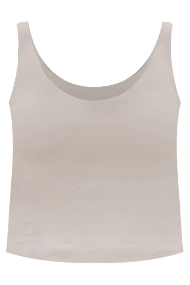 Miles Ahead Taupe V-Neck Tank Bra Top