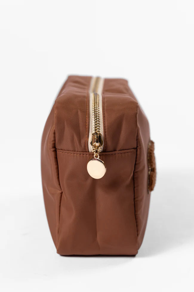 Brown "Travel" Travel Pouch