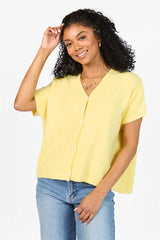 Sweet Disposition Yellow Oversized Short Sleeve Cardigan