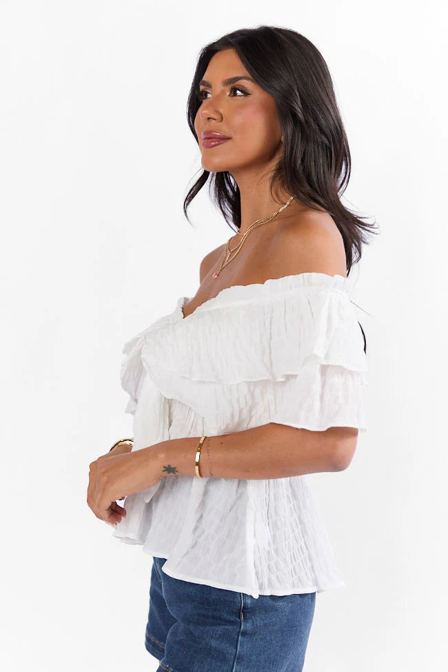 Ruffle It Up Ivory Textured Top