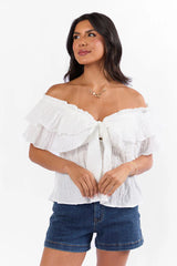 Ruffle It Up Ivory Textured Top