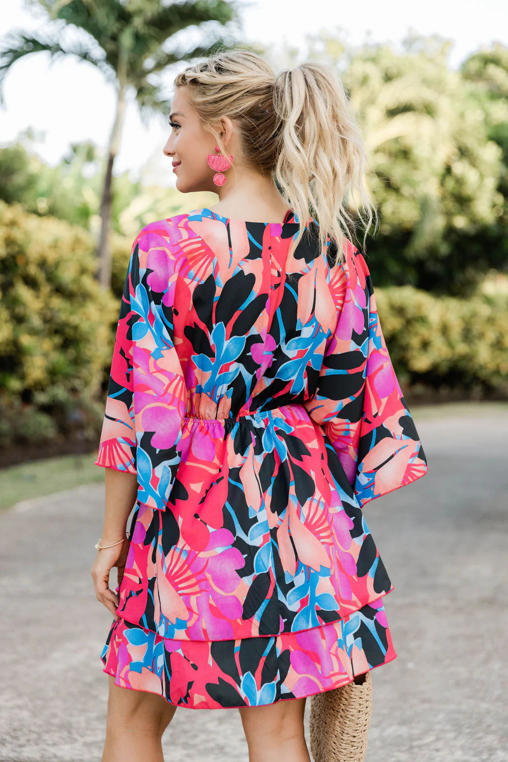 See You Soon Multi Color Tropical Mini Dress FINAL SALE