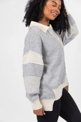 Think About It Heather Grey Collared Oversized Sweater