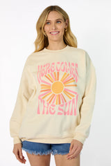 Here Comes The Sun Burst Cream Oversized Graphic Sweatshirt