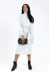 Belong To Me Grey Slub Knit Belted Midi Dress FINAL SALE