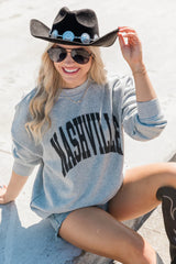 Nashville Light Grey Oversized Graphic Sweatshirt