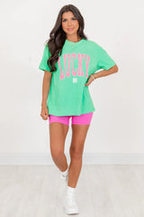 Lucky Block Green Oversized Graphic Tee