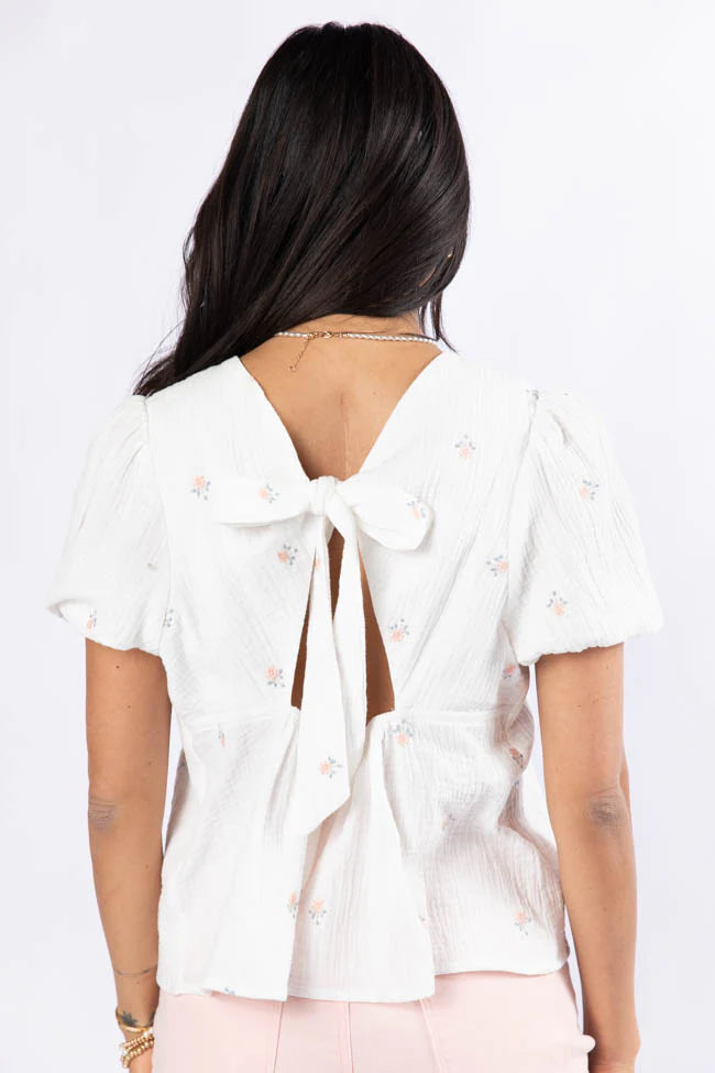 Endless Charm Off White Embroidered Gauze Blouse