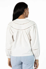 Memorable Moments Ivory Ladder Detail Long Sleeve Woven Blouse