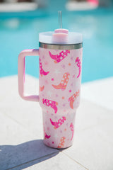 Sippin' Pretty In Giddy Up Girly 40 0z Drink Tumbler With Lid And Straw SALE