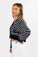 Back In Style Navy and Ivory Striped Cardigan