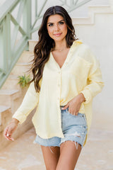 Let Me Adore You Yellow Button Front Gauze Blouse SALE