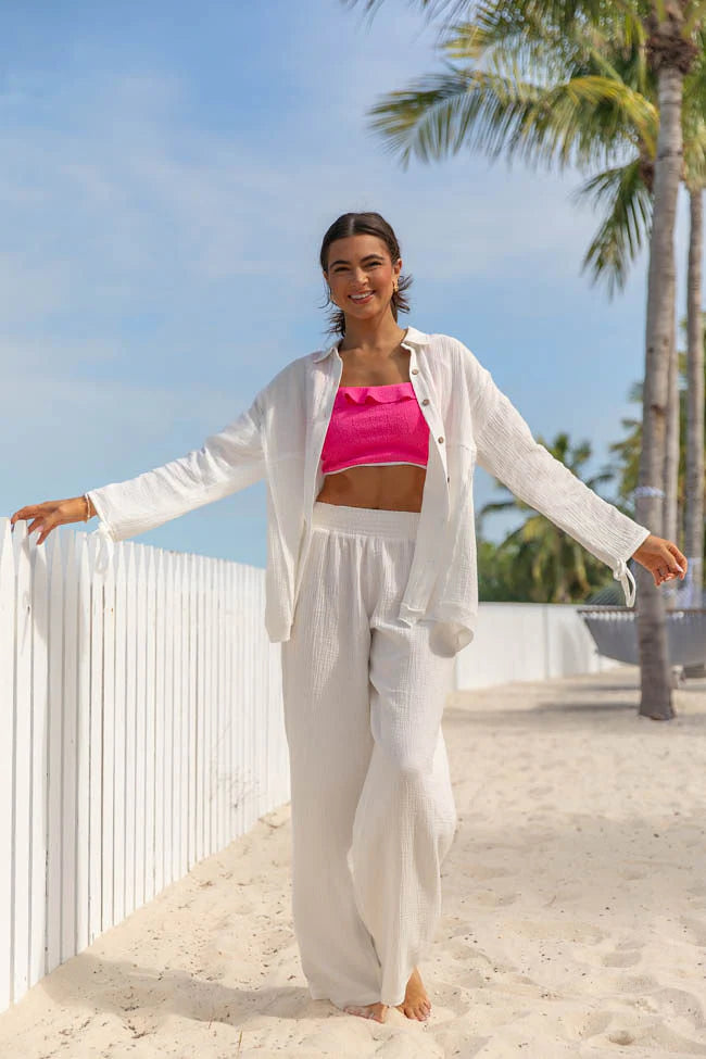 Warmer Weather Ivory Gauze Beach Pants SALE