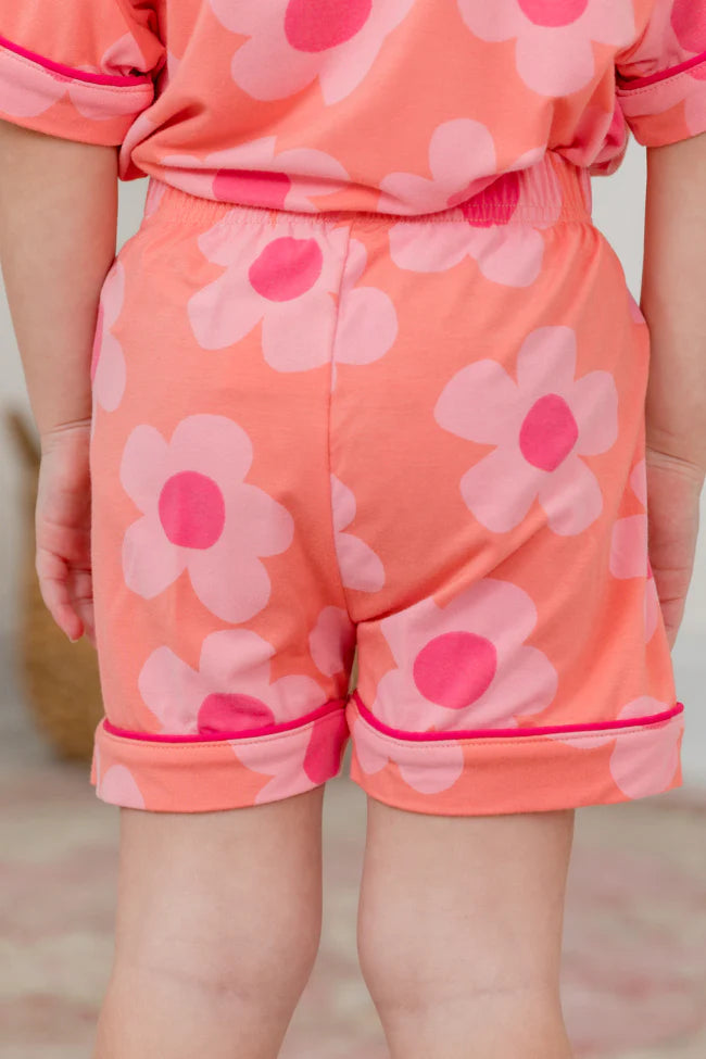 Kid's Good To Get Away Orange and Pink Floral Pajama Set SALE