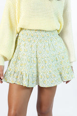 Through The Garden Ivory and Yellow Mini Skort