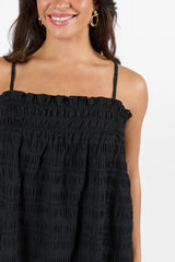 Tidal Tango Black Textured Shift Romper Dress