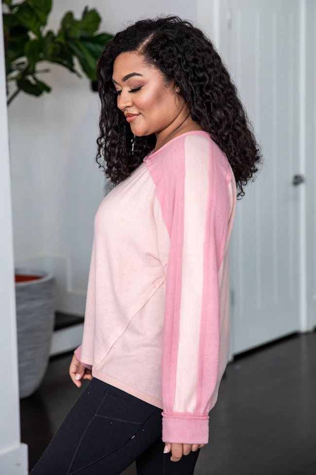 Fall For You Pink Colorblock Top FINAL SALE