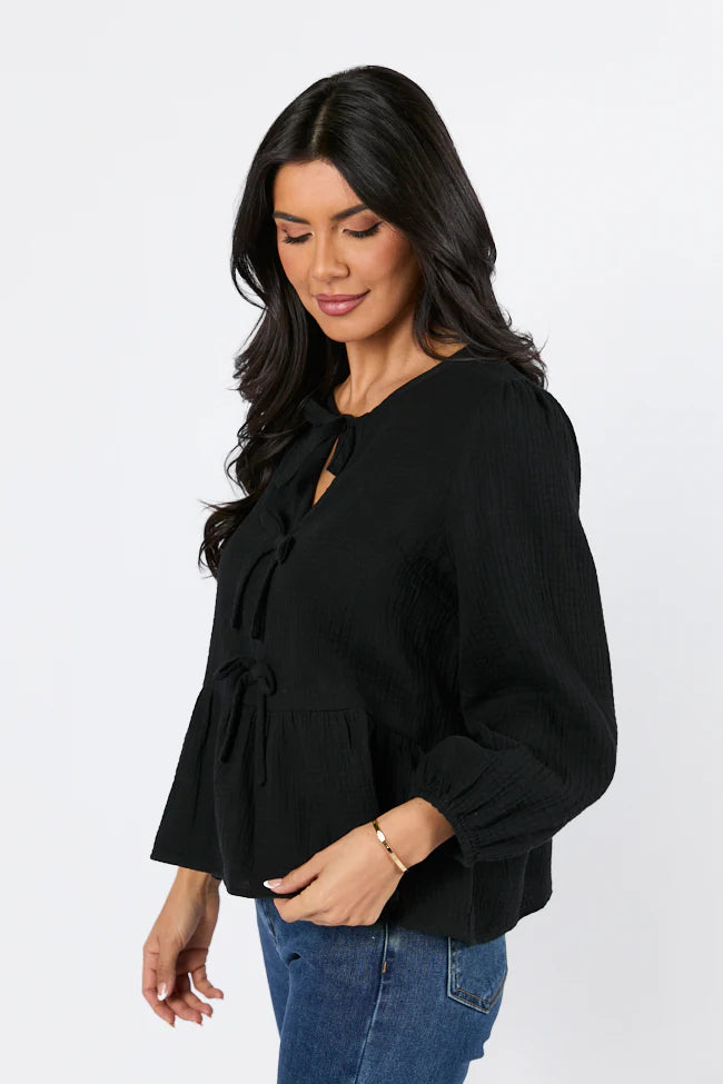 Close To Me Black Bow Detail Blouse SALE