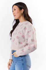 Grand Measures Light Pink Floral Sweater