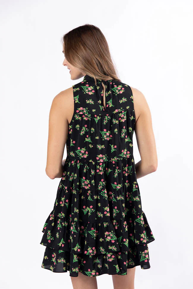 Called It Black Floral Print Mini Dress