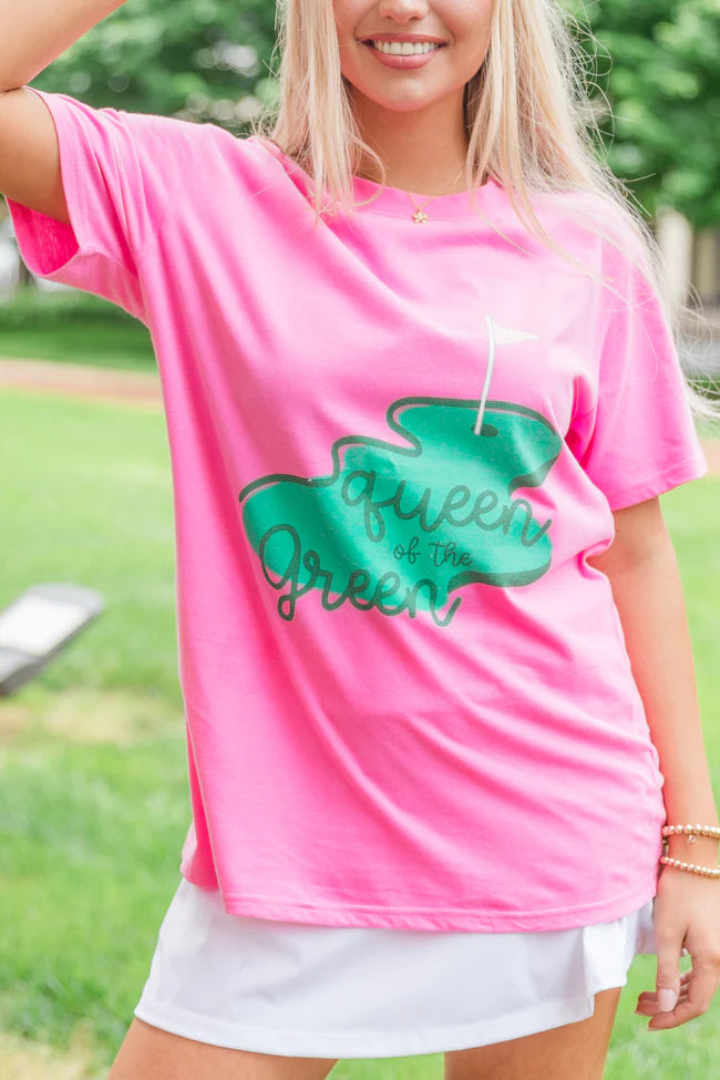 Queen of the Green Hot Pink Oversized Graphic Tee