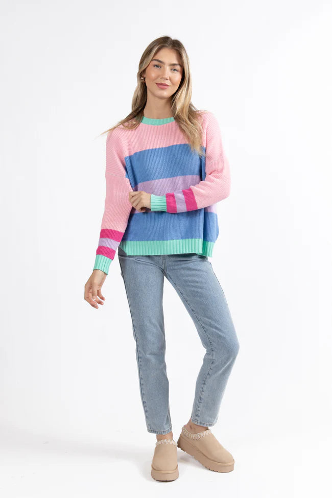 Break The Ice Multi Color Oversized Stripe Sweater FINAL SALE