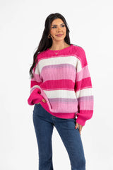 Everything Nice Pink Multi Striped Crew Neck Sweater