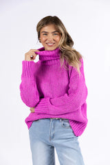 What I Need Magenta Oversized Turtleneck Sweater