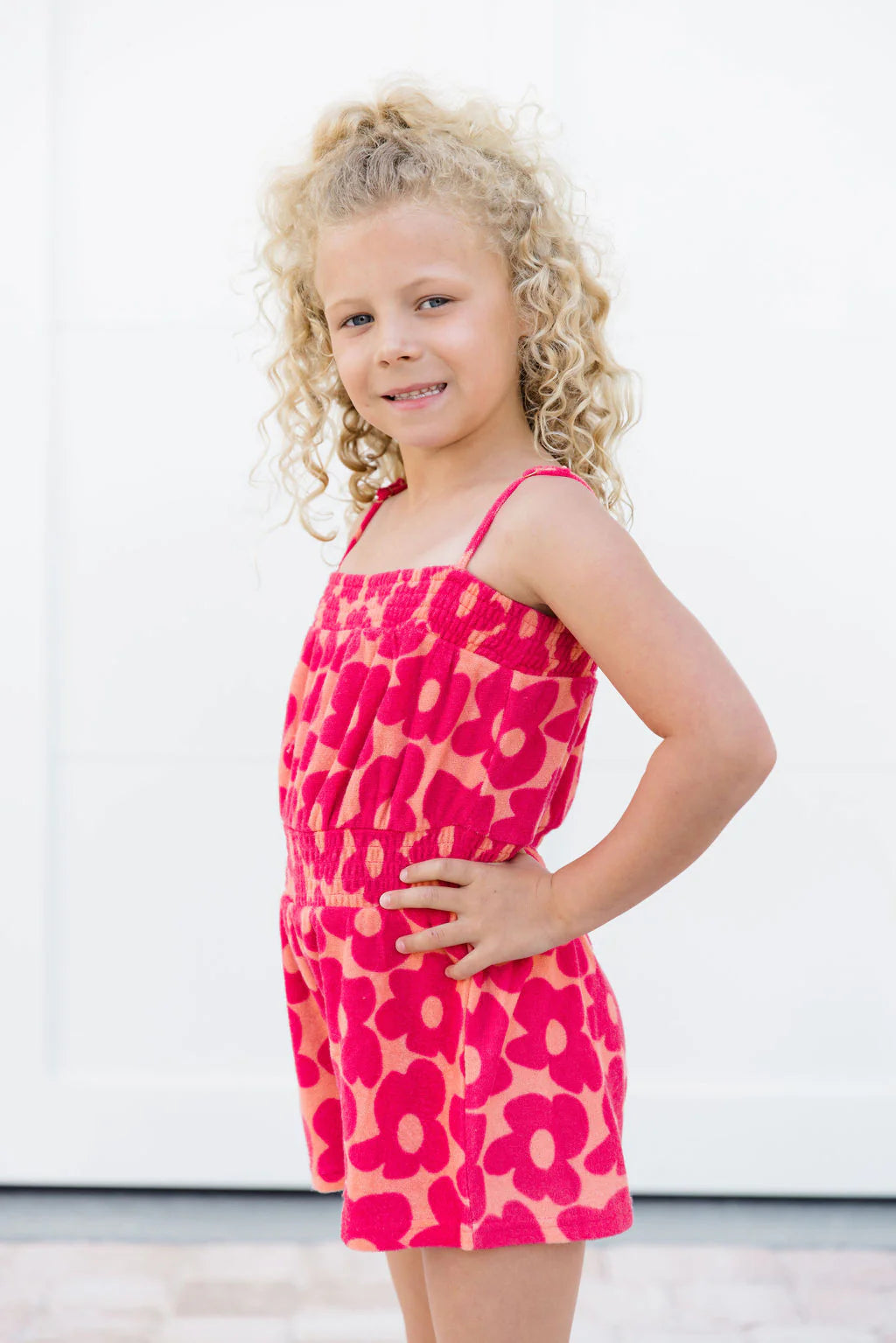 Kid's Casual Confidence Terry Cloth Floral Romper In Floral Flair SALE