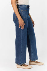 Sutton Dark Wash Wide Leg Patch Pocket Jeans