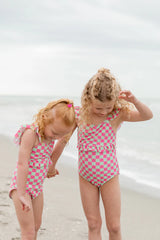 Kid's Beach Vibes Only In Watermelon Crawl One Piece Swimsuit FINAL SALE