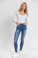 Chelsie Medium Wash Busted Knee Tall Skinny Jeans