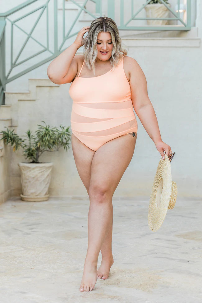 Meet Me At Waikiki Peach One Shoulder Swimsuit FINAL SALE