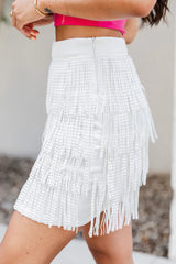 Born To Fly White Studded Fringe Skirt FINAL SALE