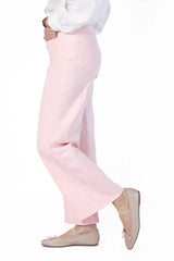 Sutton Pink Wide Leg Patch Pocket Jeans