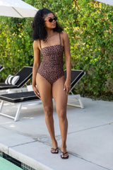 Chasing Waves Leopard Ruched One Piece Printed Swimsuit SALE