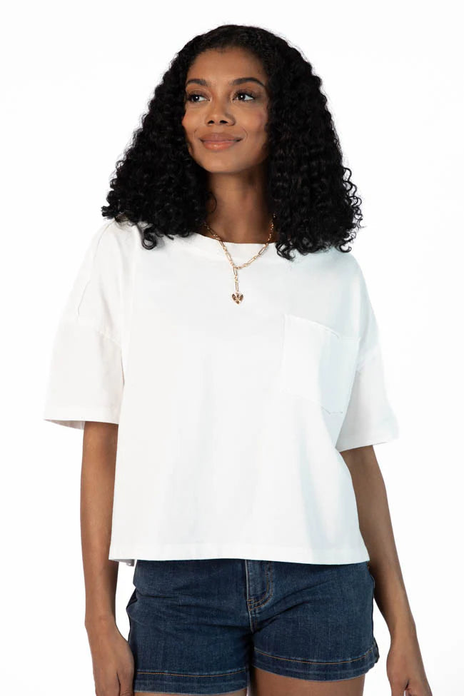 Perfect Staple Ivory Soft Knit Pocket Tee