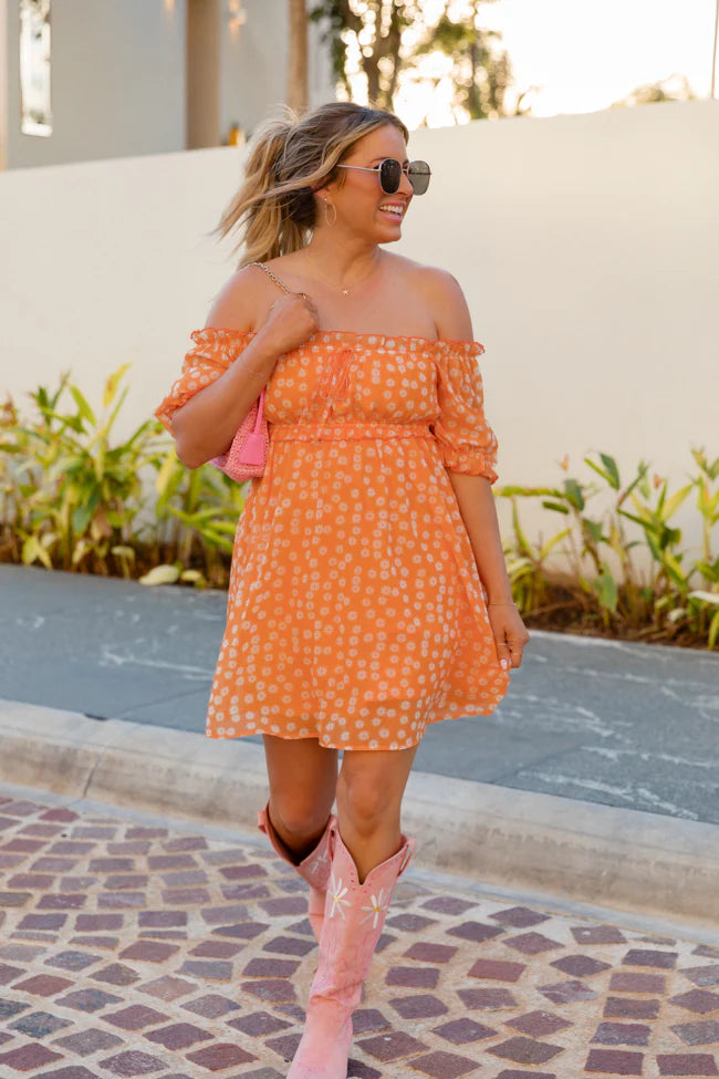 Golden Hour Gulf Orange Floral Dress SALE