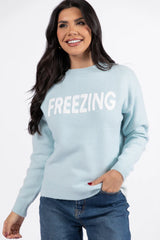 Always Freezing Blue Crew Neck Sweater FINAL SALE