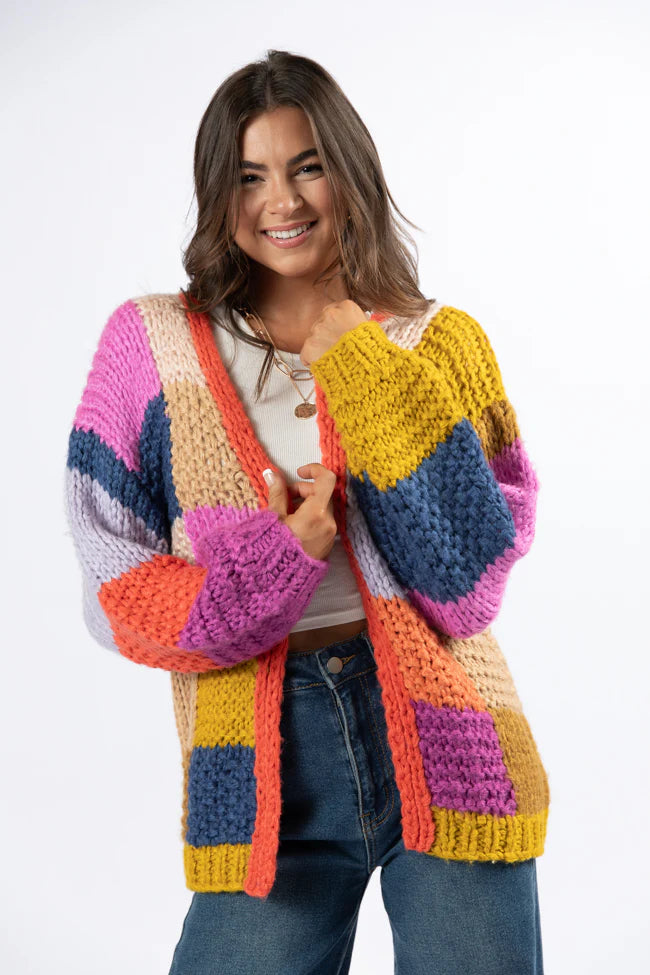 Still Deciding Multi Color Block Cardigan SALE